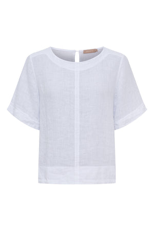 Ceyla Linen Top | Optical White