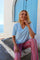 Ulla Ss Vneck Tshirt | Baby Blue | T-shirt fra Liberté