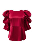 Winnie Peplum Blouse | Raspberry Sateen
