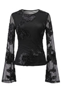 Floral Swan LS Top | Black – nedsat