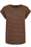 Ulla Stripe Tshirt | Brown Light Brown Stripe | T-Shirt fra Liberté – nedsat