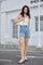 Bestickte Jeansshorts | Hellblau | Shorts von Avery