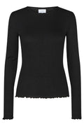Natalia Ls Round Neck Blouse | Black | Bluse fra Liberté – nedsat