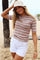 Roberta Ss Blouse | Old Rose Brown Stripe | Bluse fra Liberté
